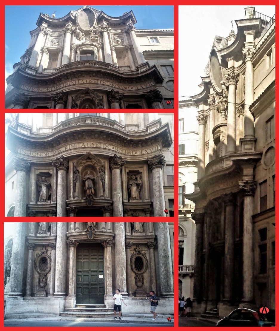 Fotografie particolari facciata della chiesa di San Carlo.